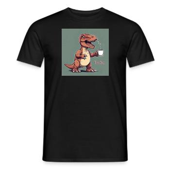 Tyrannosaurus Rex / T-Rex « Tea Rex » rouge - T-shirt homme - noir - Devant - AI Model Male 178 light (178cm)