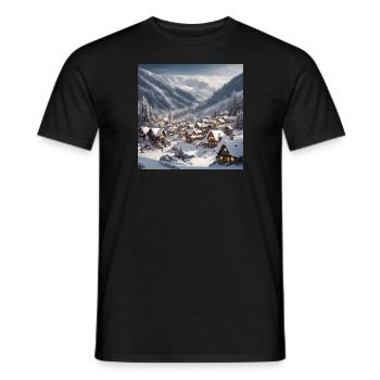 Winterdorf - Männer T-Shirt - Schwarz - Vorne - AI Model Male 178 light (178cm)