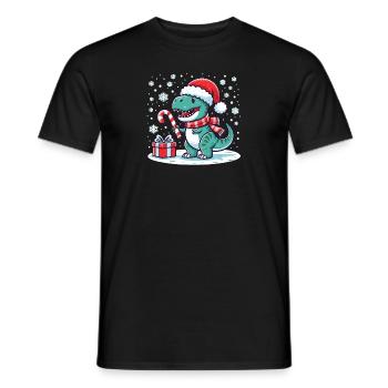 Weihnachtlicher T-Rex - Männer T-Shirt - Schwarz - Vorne - AI Model Male 178 light (178cm)