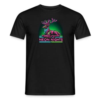 Neon Nights Reindeer - Männer T-Shirt - Schwarz - Vorne - AI Model Male 178 light (178cm)