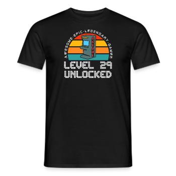 Level 29 - Men's T-Shirt - black - Front - AI Model Male 178 light (178cm)