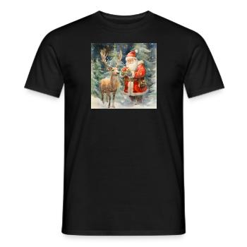 Der Weihnachtsmann und eins seiner Rentiere - Männer T-Shirt - Schwarz - Vorne - AI Model Male 178 light (178cm)