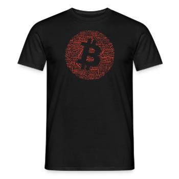 Bitcoin Graphic Tee with Words Pattern design - Men's T-Shirt - black - Front - AI Model Male 178 light (178cm)