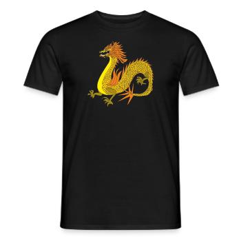 Chinese gold Dragon - Men's T-Shirt - black - Front - AI Model Male 178 light (178cm)