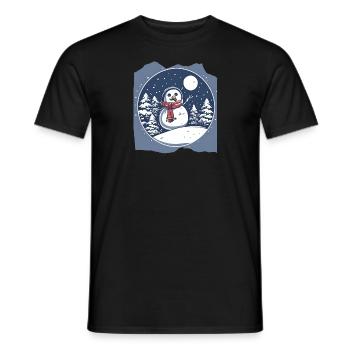 Frosty Wonderland Snowman Snowy Winter Night Scene - Men's T-Shirt - black - Front - AI Model Male 178 light (178cm)