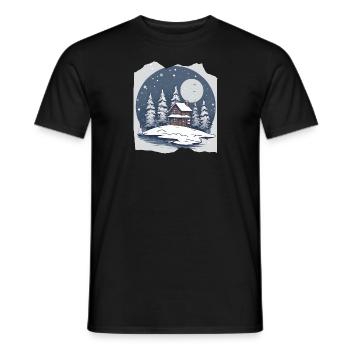 Winter Wonderland Retreat Verschneite Nacht Festlich - Männer T-Shirt - Schwarz - Vorne - AI Model Male 178 light (178cm)