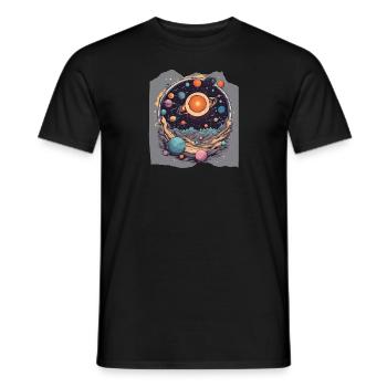 Celestial Harmony Solar System Sun Planets Space - Men's T-Shirt - black - Front - AI Model Male 178 light (178cm)