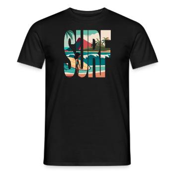 Surf, Surfer, Beach, Hawaii - Men's T-Shirt - black - Front - AI Model Male 178 light (178cm)