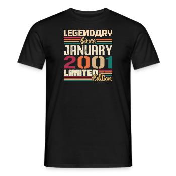 Cadeau d’anniversaire Né en Janvier 2001 - 2001 - T-shirt homme - noir - Devant - AI Model Male 178 light (178cm)