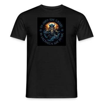 IN ODIN WE TRUST – IN VALHALLA WE FEAST / Wikinger - Männer T-Shirt - Schwarz - Vorne - AI Model Male 178 light (178cm)