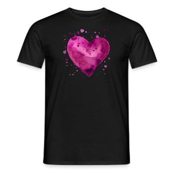 Wasserfarbherz rosa - Männer T-Shirt - Schwarz - Vorne - AI Model Male 178 light (178cm)