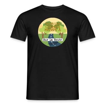 Tous les chemins mènent à Sur La Route - T-shirt homme - noir - Devant - AI Model Male 178 light (178cm)