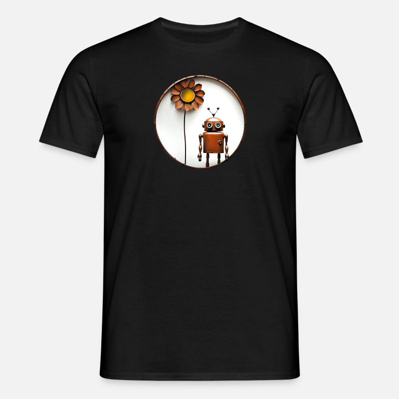ROBOTER & BLUME - Männer T-Shirt - Schwarz