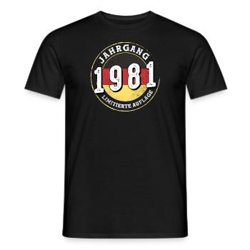 Jahrgangs 1981 Limitierte Auflage 43 ans - T-shirt homme - noir - Devant - AI Model Male 178 light (178cm)