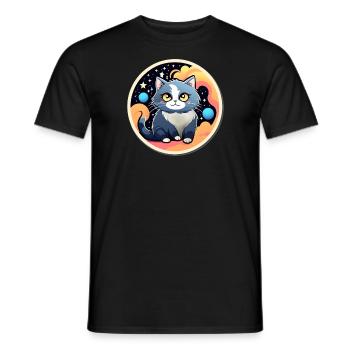 Space Cat - Männer T-Shirt - Schwarz - Vorne - AI Model Male 178 light (178cm)
