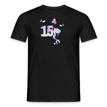 15e anniversaire sirène - T-shirt homme - noir - Devant - AI Model Male 178 light (178cm)