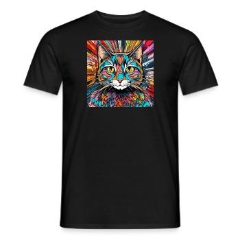 Cat Head Cat Cat Colorful - Men's T-Shirt - black - Front - AI Model Male 178 light (178cm)