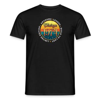 "Vintage 1974 T-Shirt - Vintage Legend" - Men's T-Shirt - black - Front - AI Model Male 178 light (178cm)