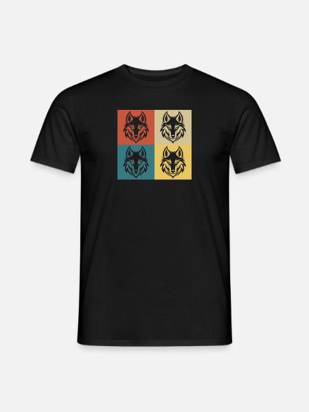 Retro Vintage Wolf - Männer T-Shirt - Schwarz