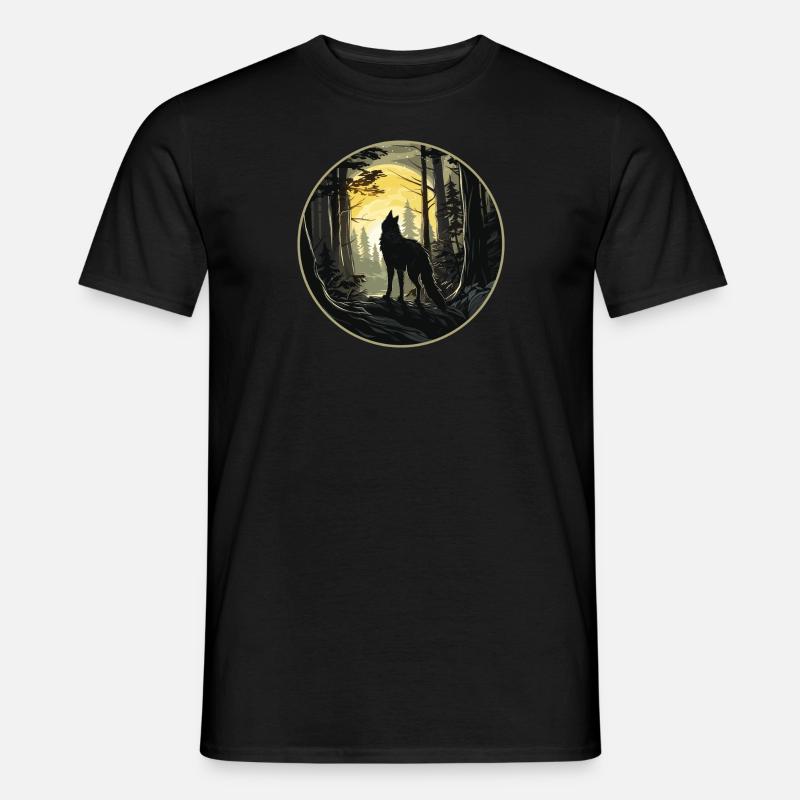 Hunting Jagd Jäger Wolf - Männer T-Shirt - Schwarz