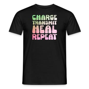 Charge Transmit Heal Repeat Spiritual healer Reiki - Men's T-Shirt - black - Front - AI Model Male 178 light (178cm)