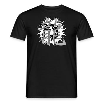 dragon32 white kanji dragon grey black background - Men's T-Shirt - black - Front - AI Model Male 178 light (178cm)