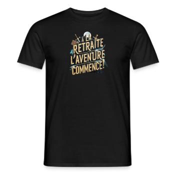 a la retraite l aventure commence - T-shirt homme - noir - Devant - AI Model Male 178 light (178cm)