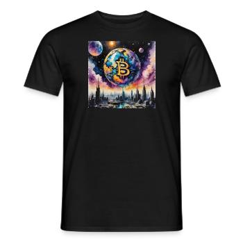 Bitcoin Aqua Art - Männer T-Shirt - Schwarz - Vorne - AI Model Male 178 light (178cm)