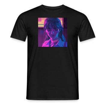 Impression de mode de haute qualité de fille anime des années 80 - T-shirt homme - noir - Devant - AI Model Male 178 light (178cm)