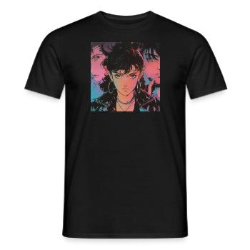 80er Jahre Anime Gang beruhigender hochwertiger Modedruck - Männer T-Shirt - Schwarz - Vorne - AI Model Male 178 light (178cm)