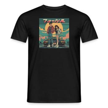 Anime Teens Années 80 Calmant Impression de mode de haute qualité - T-shirt homme - noir - Devant - AI Model Male 178 light (178cm)
