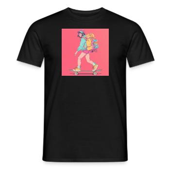80er Jahre Anime Mädchen beruhigender hochwertiger Modedruck - Männer T-Shirt - Schwarz - Vorne - AI Model Male 178 light (178cm)