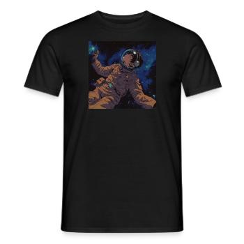 80er Jahre Anime Typ hört Musik im Weltraum - Männer T-Shirt - Schwarz - Vorne - AI Model Male 178 light (178cm)