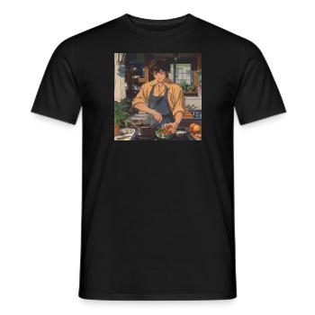 80er Jahre Anime Typ beruhigender hochwertiger Modedruck - Männer T-Shirt - Schwarz - Vorne - AI Model Male 178 light (178cm)