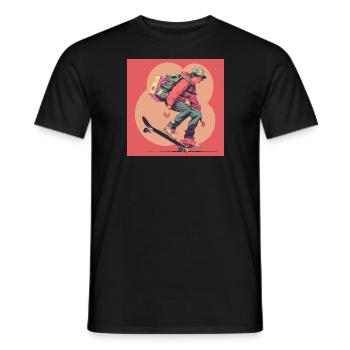 Années 80 Anime Guy Calmant Impression de mode de haute qualité - T-shirt homme - noir - Devant - AI Model Male 178 light (178cm)