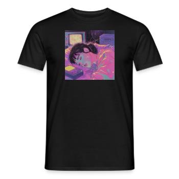 Impression de mode de haute qualité de fille anime des années 80 - T-shirt homme - noir - Devant - AI Model Male 178 light (178cm)