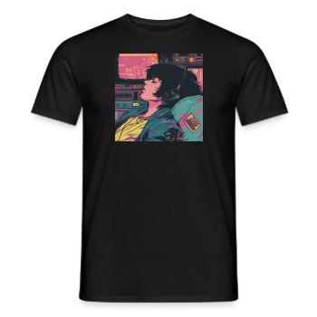 80er Jahre Anime Typ beruhigender hochwertiger Modedruck - Männer T-Shirt - Schwarz - Vorne - AI Model Male 178 light (178cm)