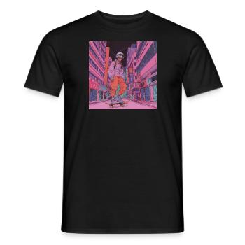 Années 80 Anime Guy Calmant Impression de mode de haute qualité - T-shirt homme - noir - Devant - AI Model Male 178 light (178cm)