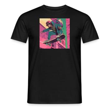 Années 80 Anime Guy Calmant Impression de mode de haute qualité - T-shirt homme - noir - Devant - AI Model Male 178 light (178cm)