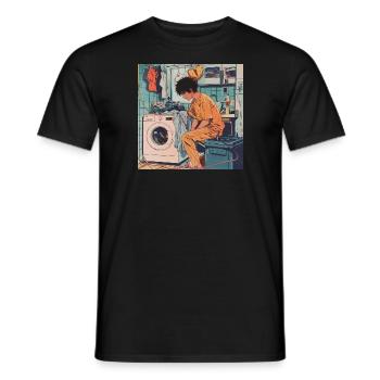 80er Jahre Anime Typ beruhigender hochwertiger Modedruck - Männer T-Shirt - Schwarz - Vorne - AI Model Male 178 light (178cm)