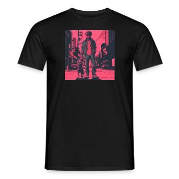 80er Jahre Anime Typ beruhigender hochwertiger Modedruck - Männer T-Shirt - Schwarz - Vorne - AI Model Male 178 light (178cm)