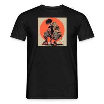 Années 80 Anime Guy Calmant Impression de mode de haute qualité - T-shirt homme - noir - Devant - AI Model Male 178 light (178cm)