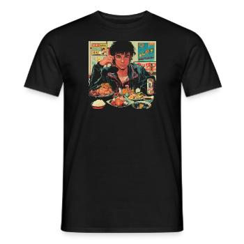 Années 80 Anime Guy Calmant Impression de mode de haute qualité - T-shirt homme - noir - Devant - AI Model Male 178 light (178cm)