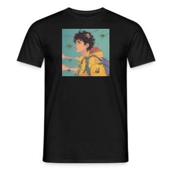80er Jahre Anime Typ beruhigender hochwertiger Modedruck - Männer T-Shirt - Schwarz - Vorne - AI Model Male 178 light (178cm)