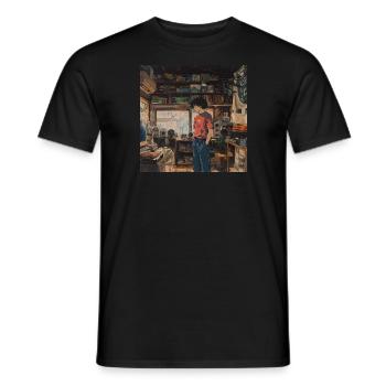 Années 80 Anime Guy Calmant Impression de mode de haute qualité - T-shirt homme - noir - Devant - AI Model Male 178 light (178cm)