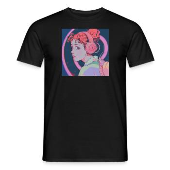 80er Jahre Anime Teen Beruhigender Hochwertiger Modedruck - Männer T-Shirt - Schwarz - Vorne - AI Model Male 178 light (178cm)
