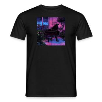 Pflanzen und Musik - hochwertiger Modedruck - Männer T-Shirt - Schwarz - Vorne - AI Model Male 178 light (178cm)