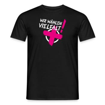 Wir wählen Vielfalt! (CSD-Design 2024) - Männer T-Shirt - Schwarz - Vorne - AI Model Male 178 light (178cm)