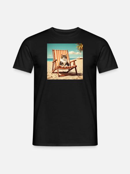 Catat the beach - Männer T-Shirt - Schwarz