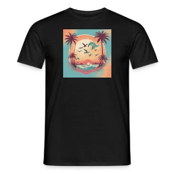 sunset b 0 7 - HAWAII - Männer T-Shirt - Schwarz - Vorne - AI Model Male 178 light (178cm)